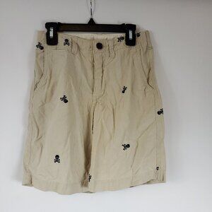 Gap Kids Tan/Beige Pin Stripe Boys Youth Shorts Skull Bone Print Sz 8 Regular